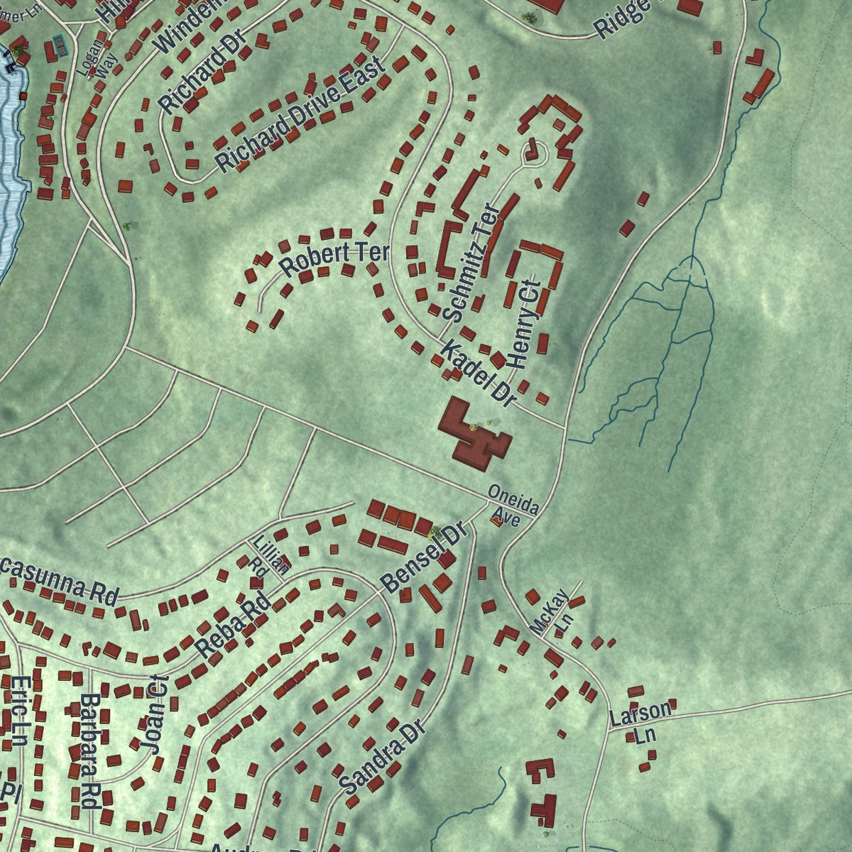 Close-up 1 of the Mount Arlington, New Jersey map artwork