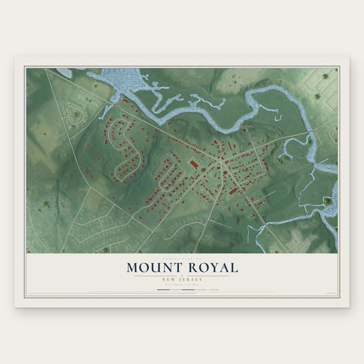 Mount Royal, New Jersey map print, the full design