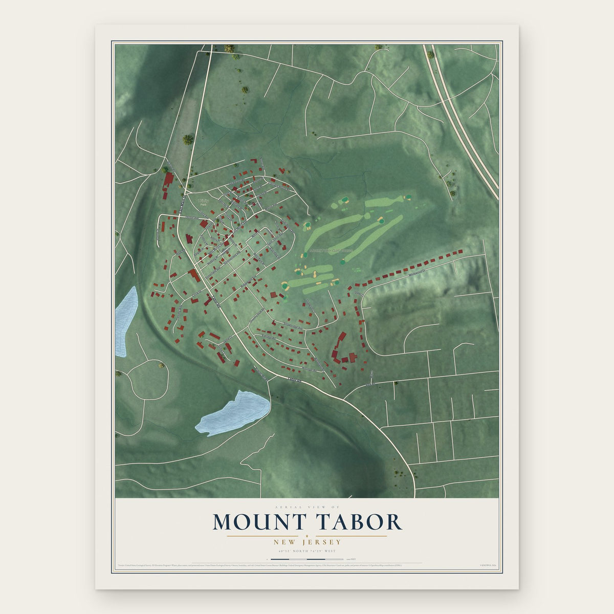 Mount Tabor, New Jersey map print, the full design