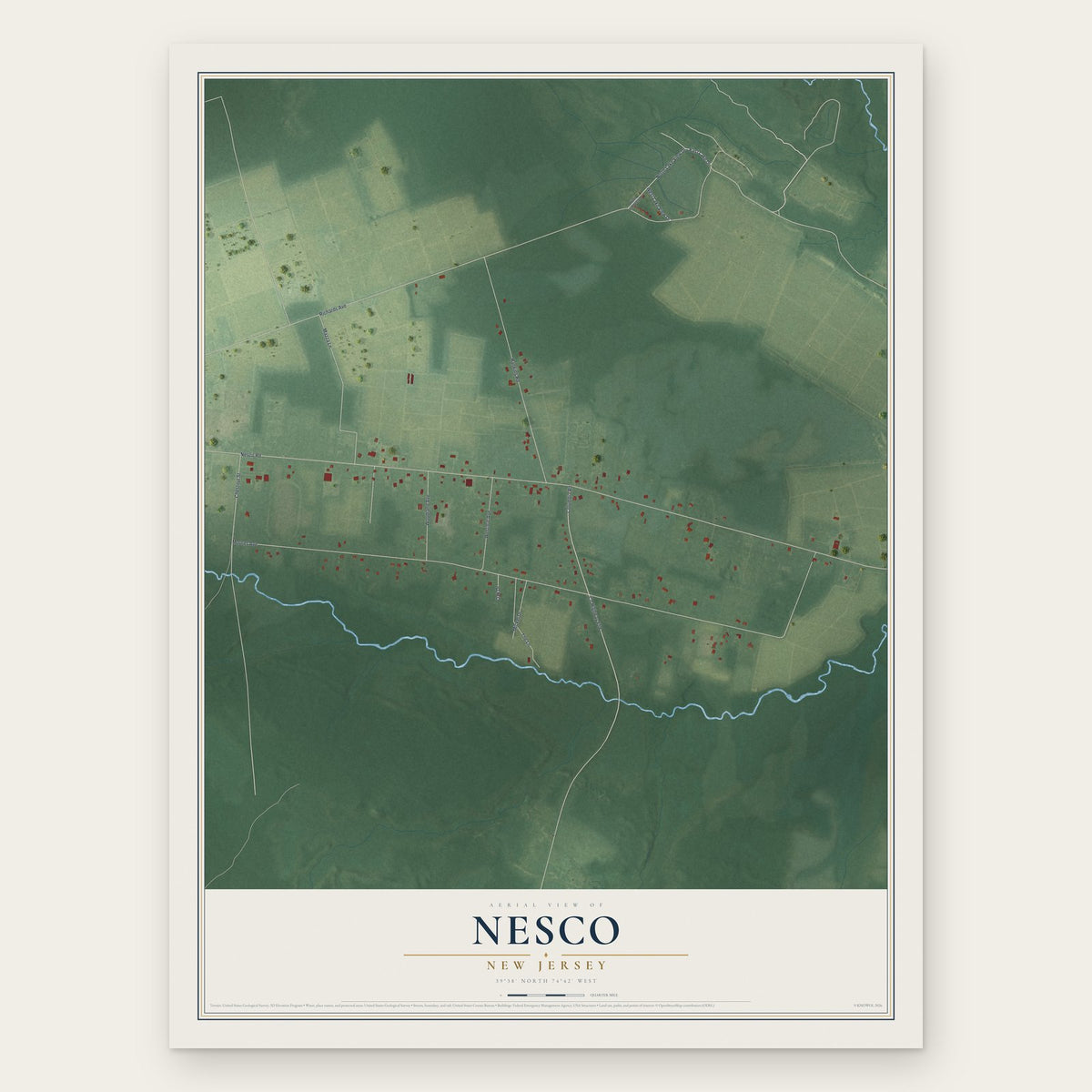 Nesco, New Jersey map print, the full design