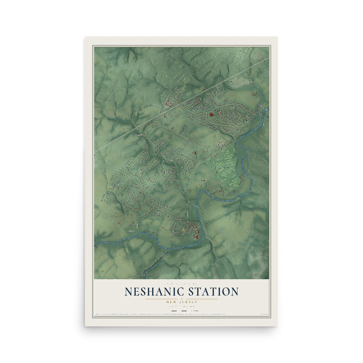 Neshanic Station, New Jersey map print, 12" x 18" Archival Matte Print mockup
