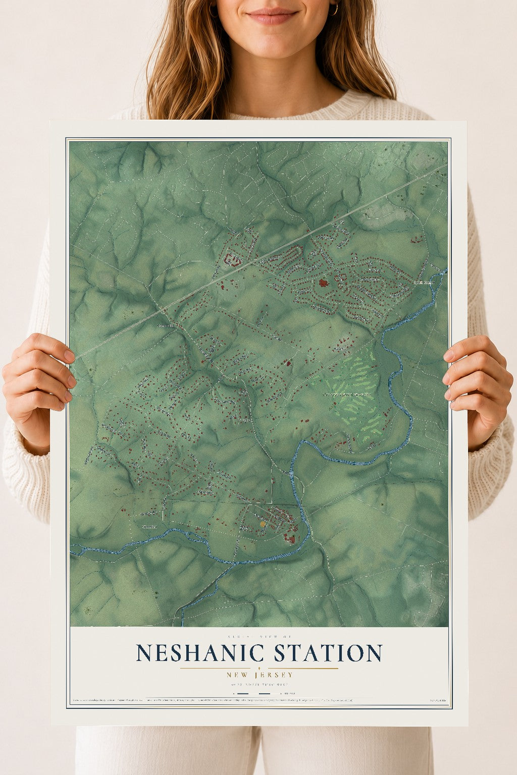 Neshanic Station, New Jersey map print, 18" x 24" Archival Matte Print mockup
