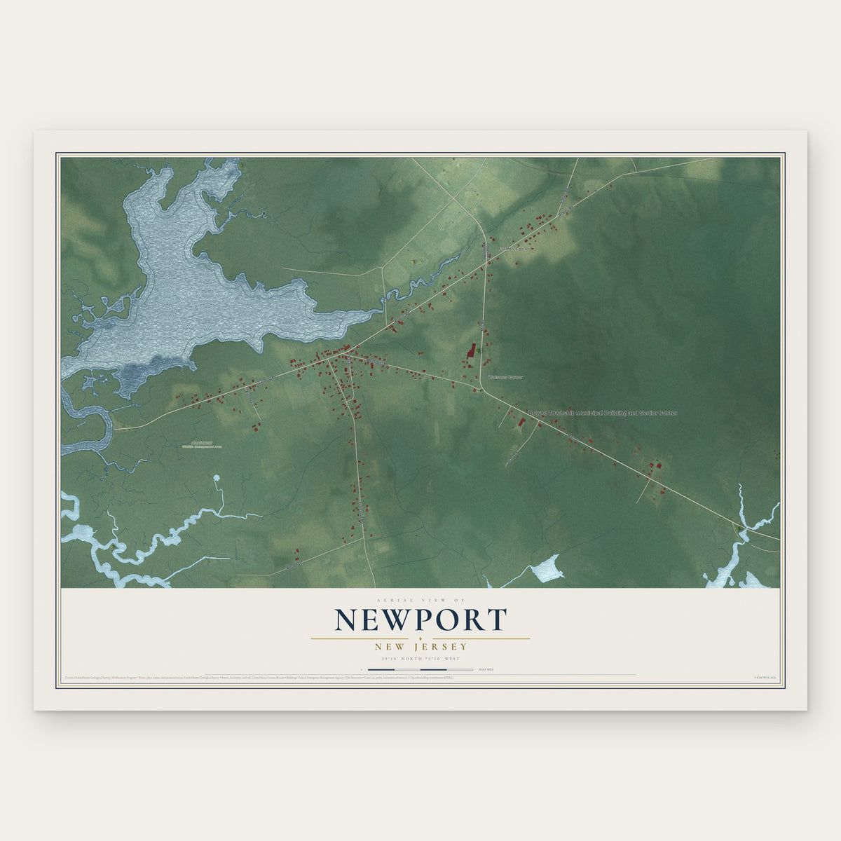 Newport, New Jersey map print, the full design