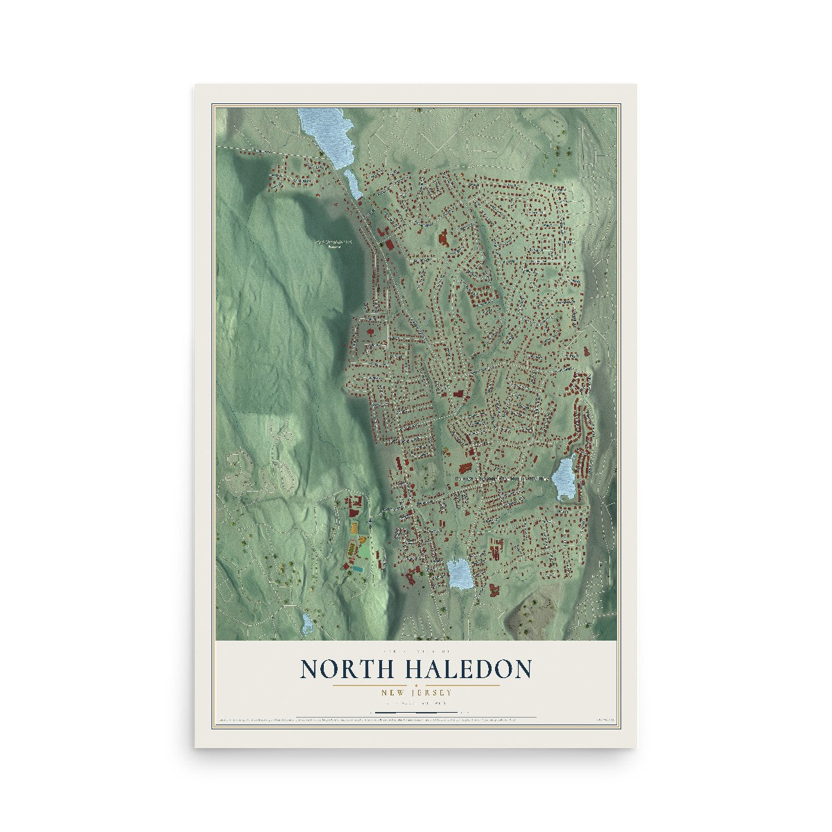 Map of North Haledon, New Jersey, 12 x 18 inch unframed archival matte print