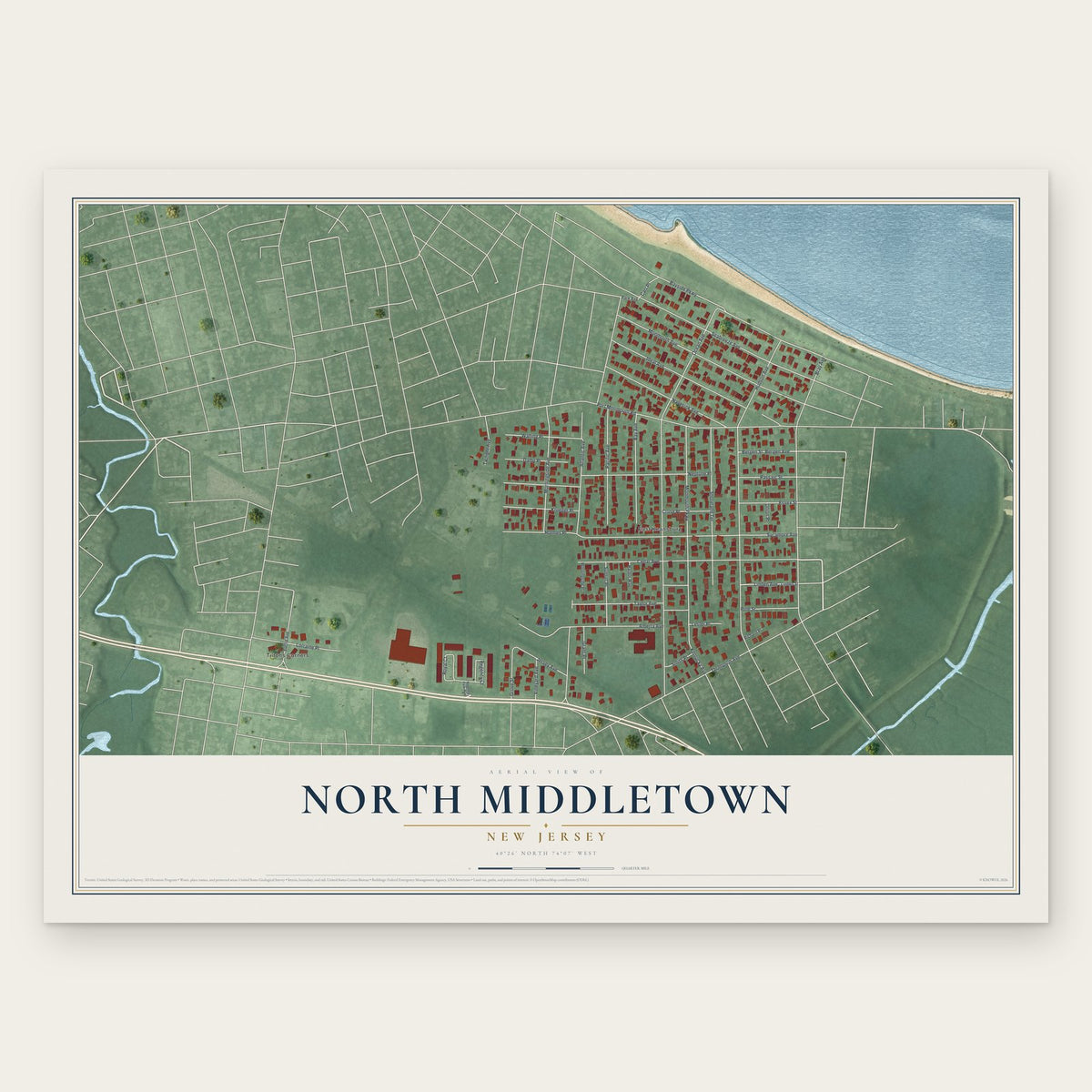 North Middletown, New Jersey map print, the full design