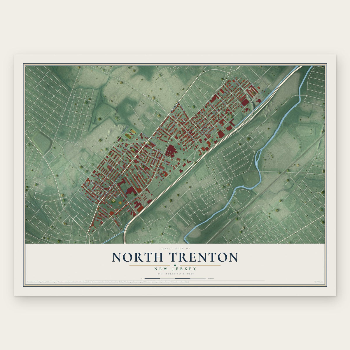 North Trenton, New Jersey map print, the full design