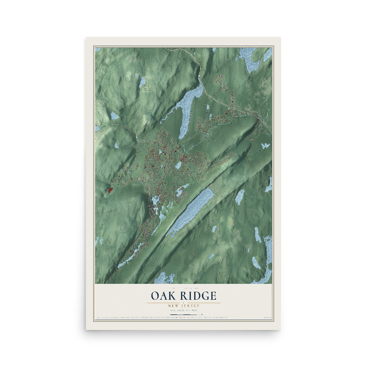 Oak Ridge, New Jersey map print, 12" x 18" Archival Matte Print mockup