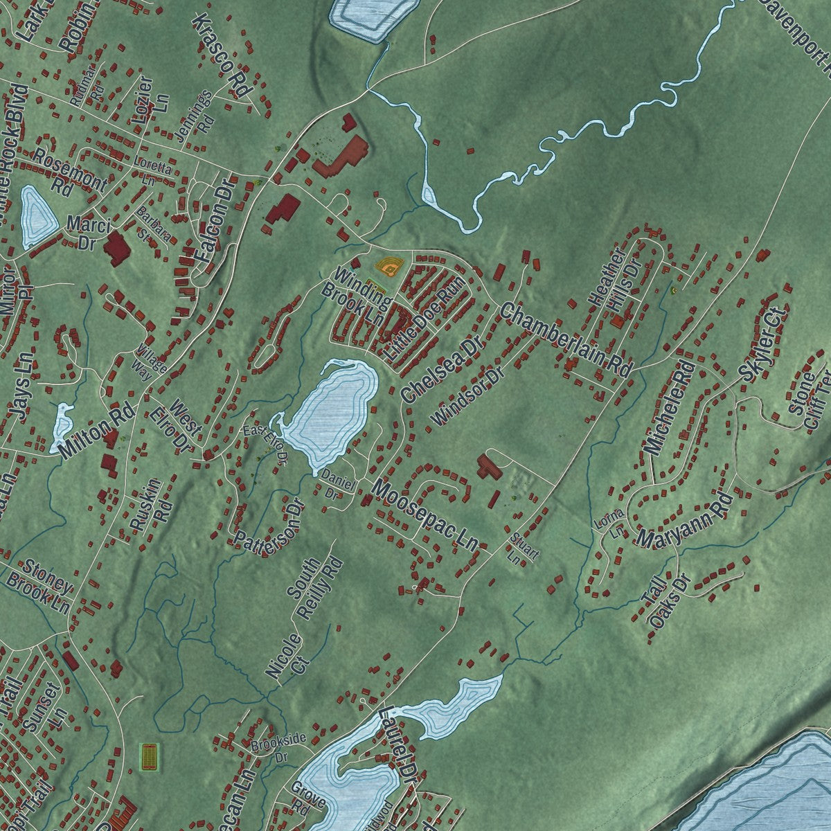 Close-up 1 of the Oak Ridge, New Jersey map artwork
