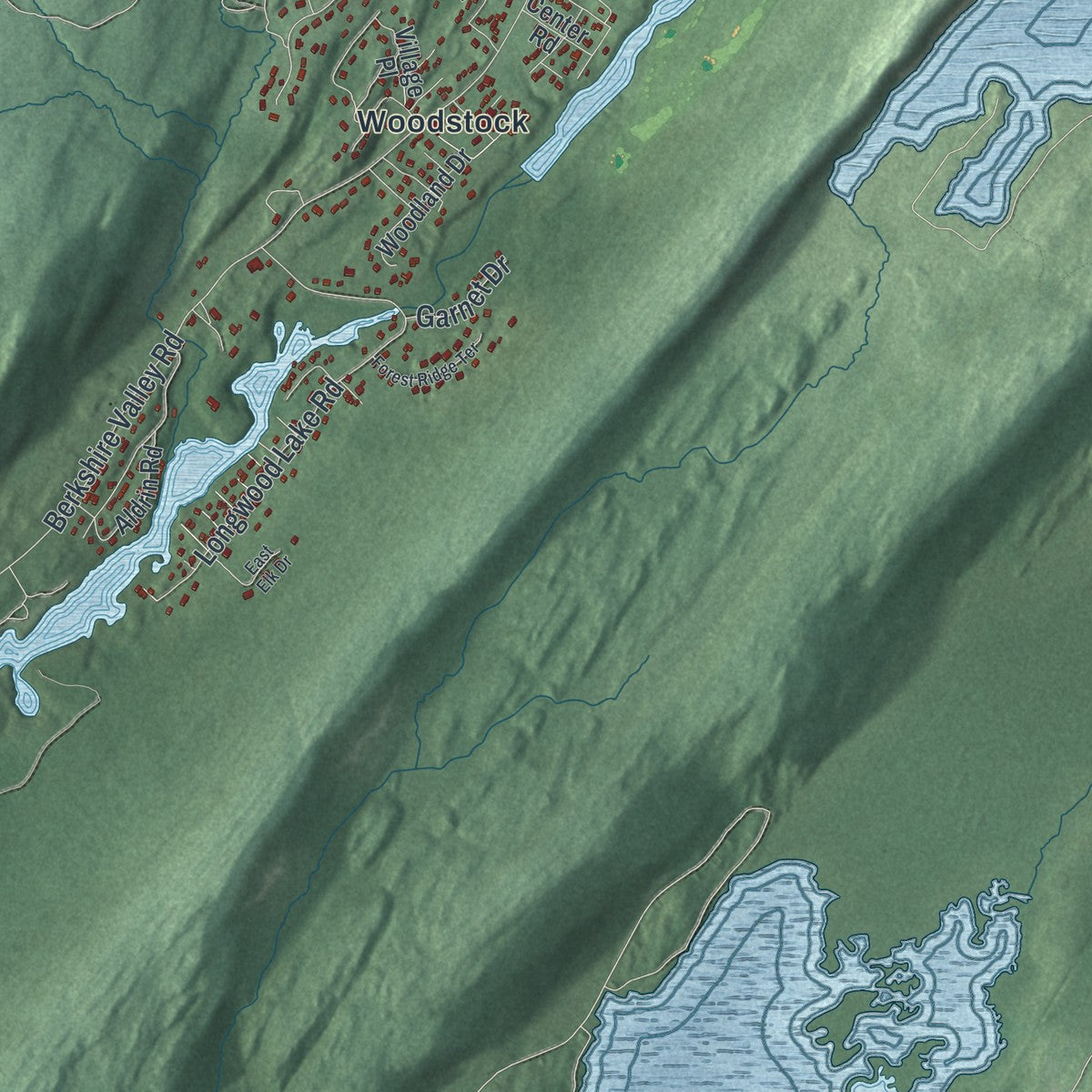 Close-up 2 of the Oak Ridge, New Jersey map artwork