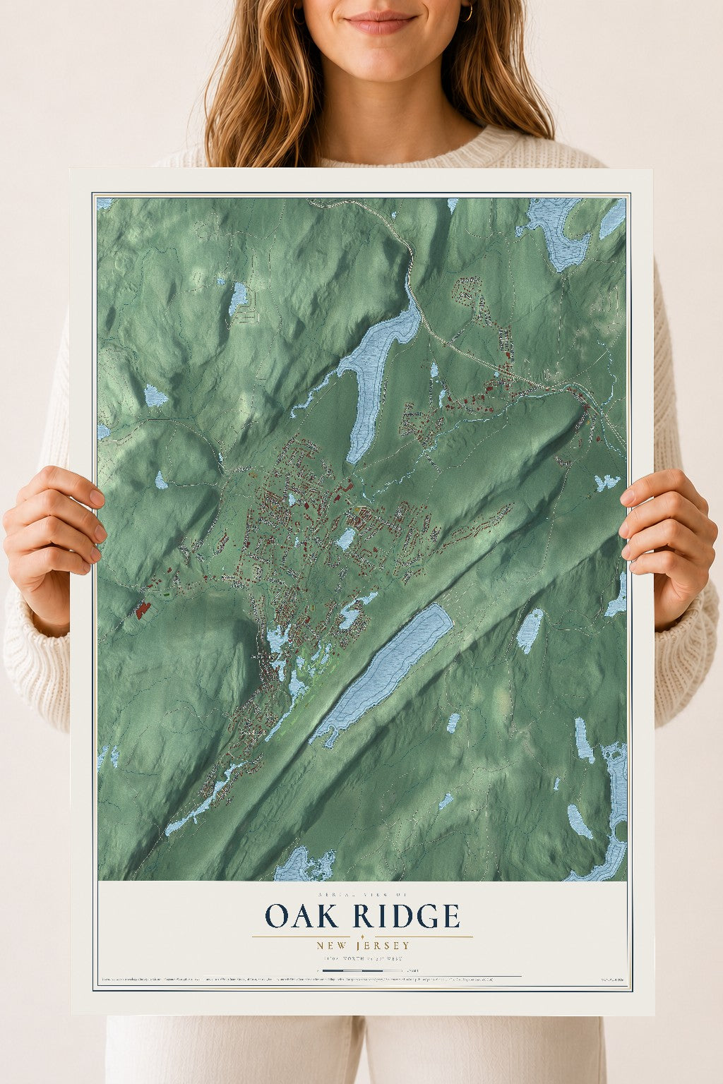 Oak Ridge, New Jersey map print, 18" x 24" Archival Matte Print mockup