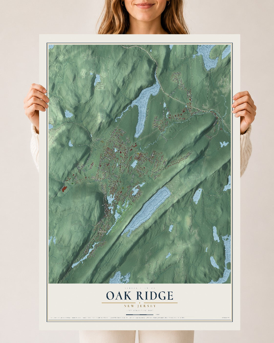 Oak Ridge, New Jersey map print, 24" x 36" Archival Matte Print mockup