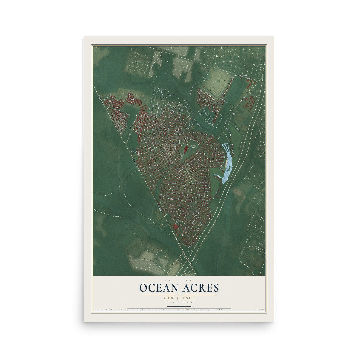 Ocean Acres, New Jersey map print, 12" x 18" Archival Matte Print mockup