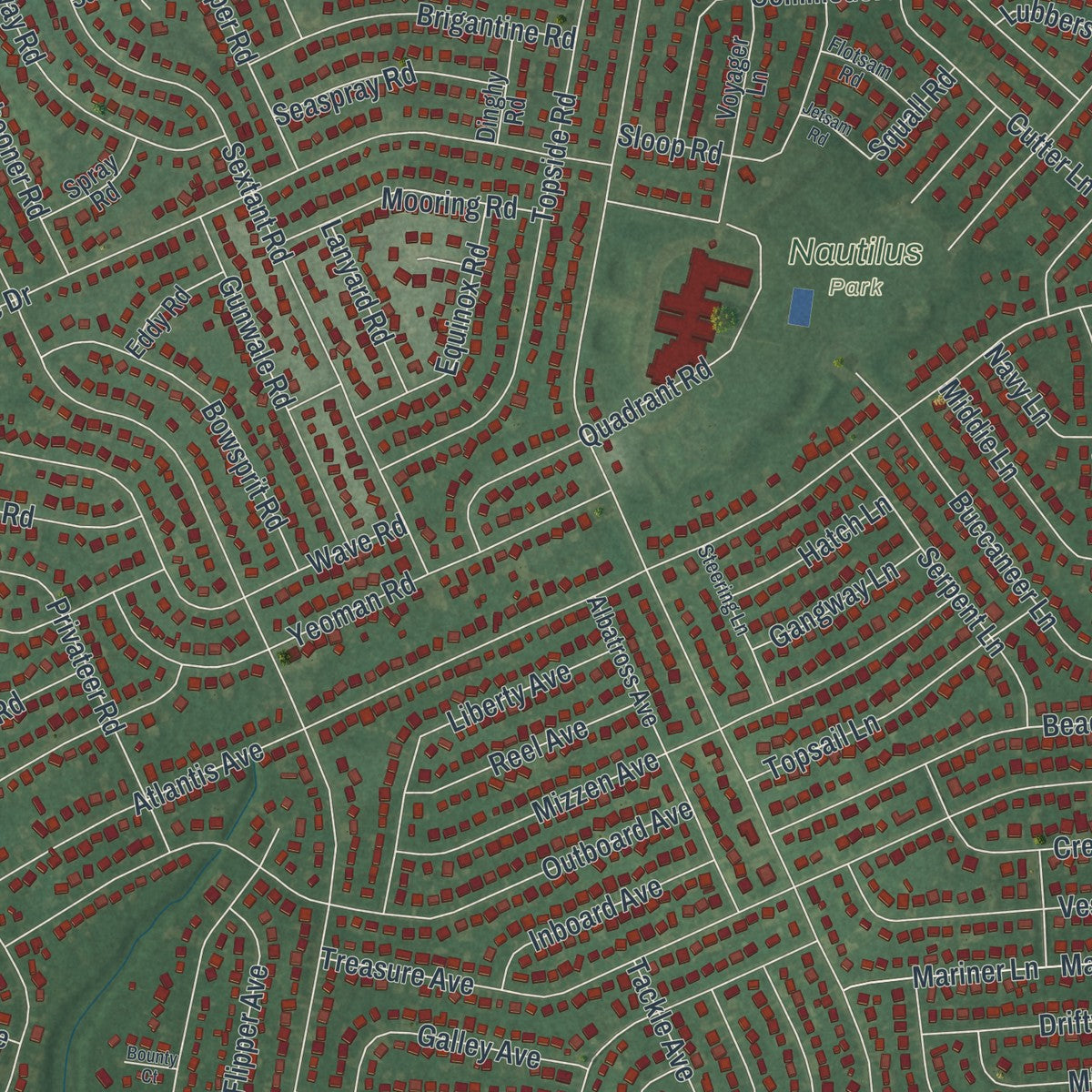 Close-up 1 of the Ocean Acres, New Jersey map artwork