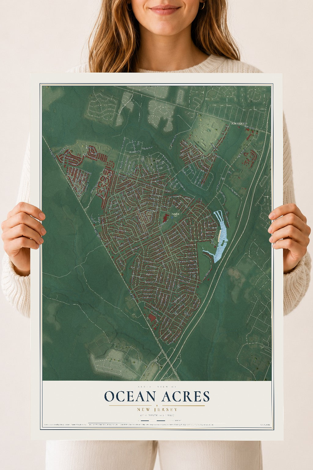 Ocean Acres, New Jersey map print, 18" x 24" Archival Matte Print mockup