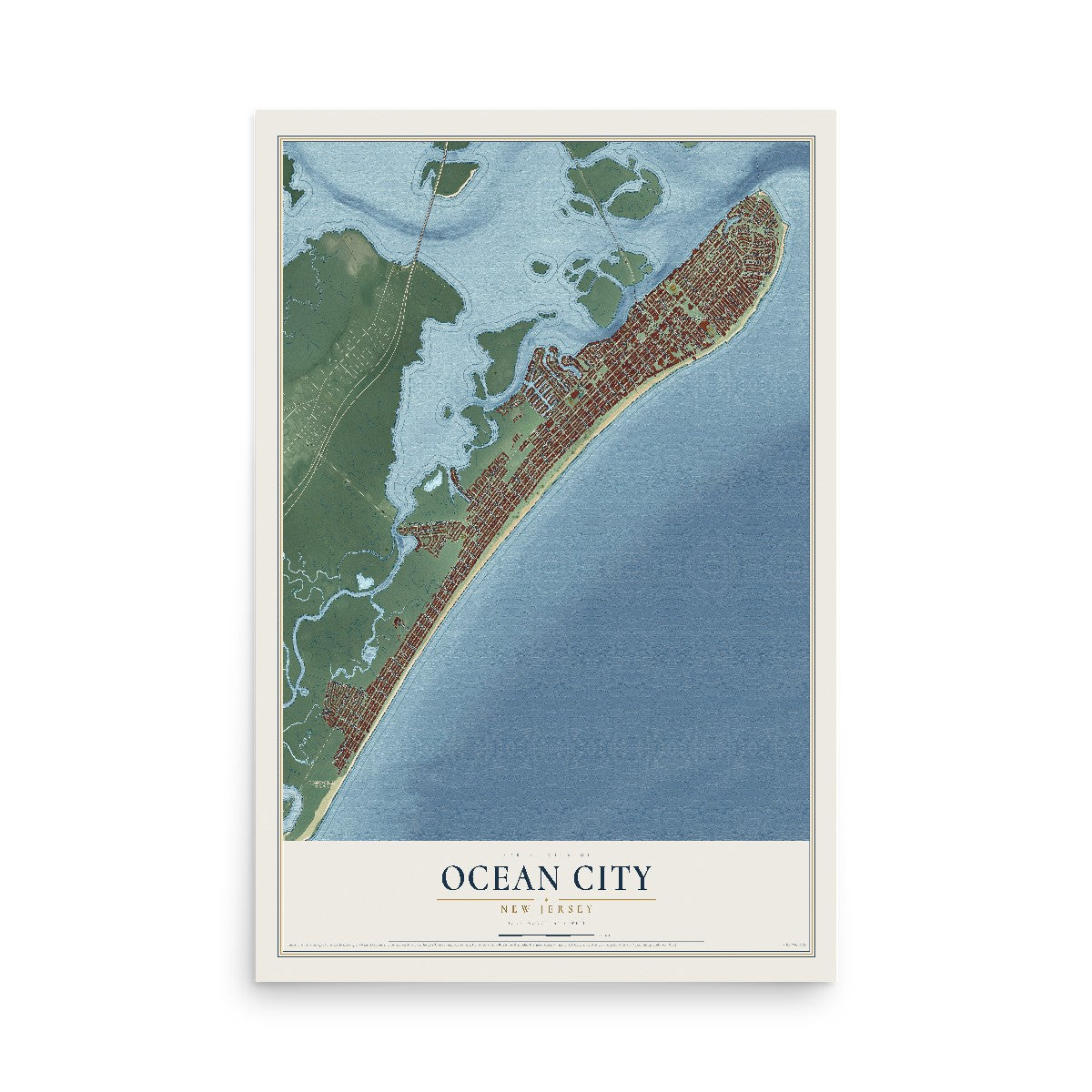 Ocean City, New Jersey map print, 12" x 18" Archival Matte Print mockup