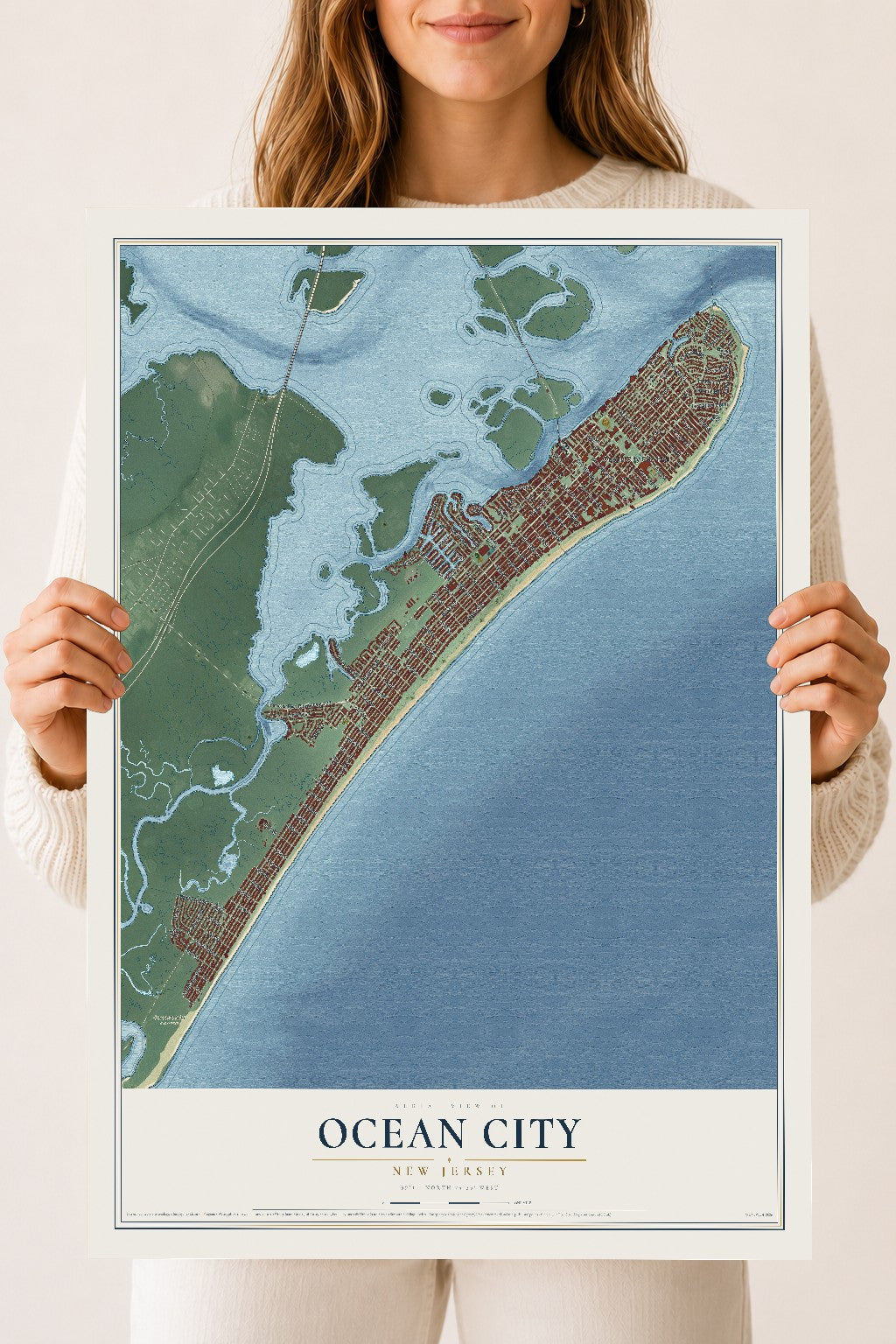 Ocean City, New Jersey map print, 18" x 24" Archival Matte Print mockup