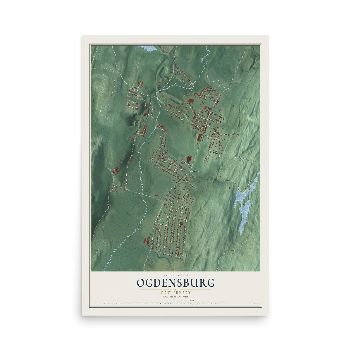 Ogdensburg, New Jersey map print, 12" x 18" Archival Matte Print mockup