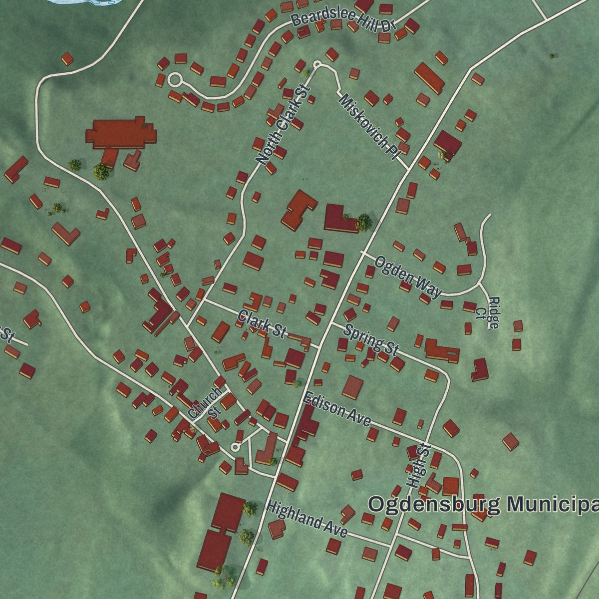 Close-up 1 of the Ogdensburg, New Jersey map artwork