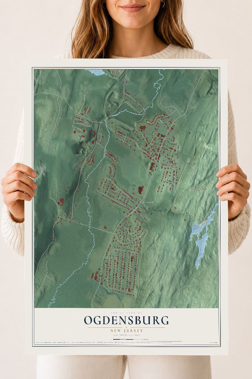 Ogdensburg, New Jersey map print, 18" x 24" Archival Matte Print mockup