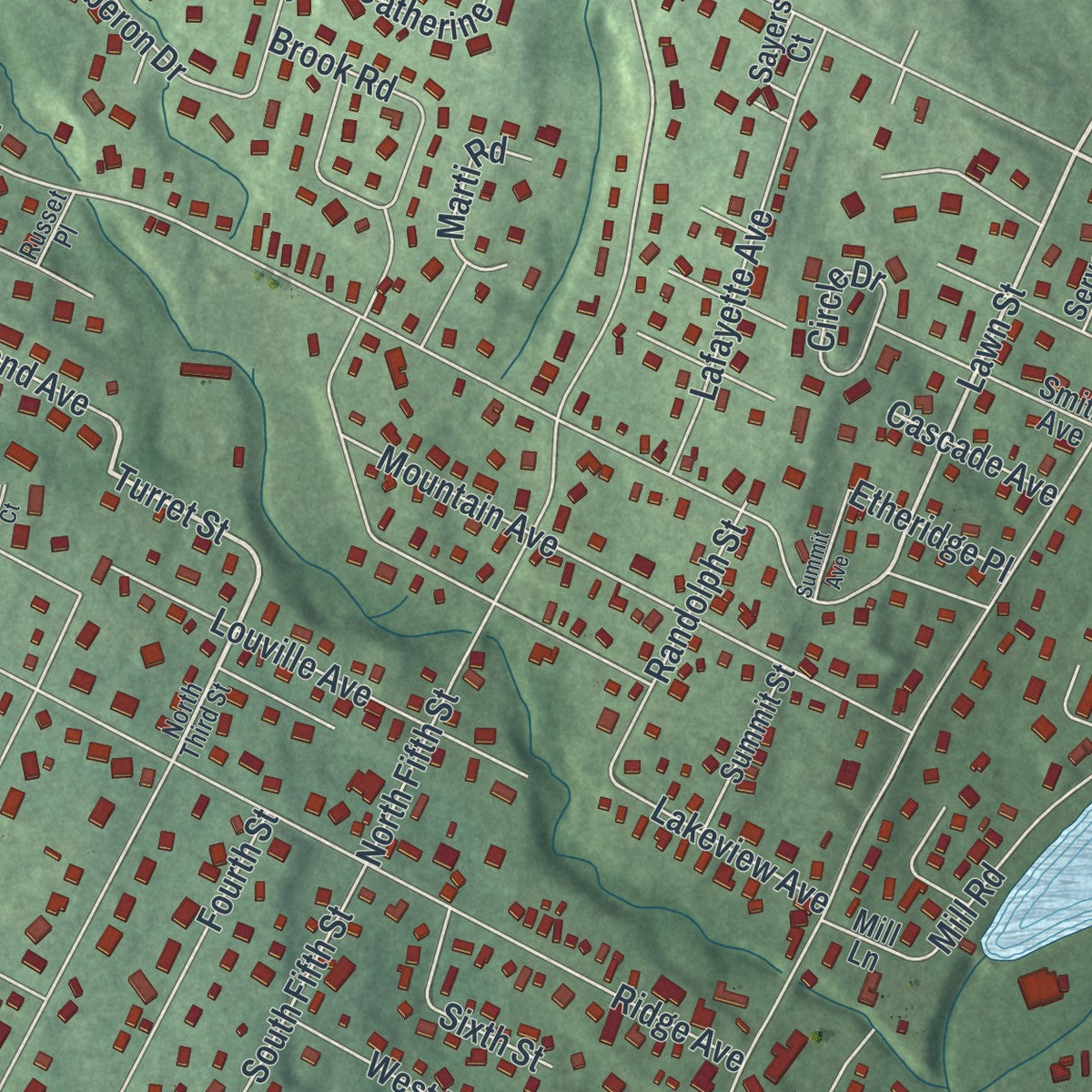 Close-up 1 of the Park Ridge, New Jersey map artwork