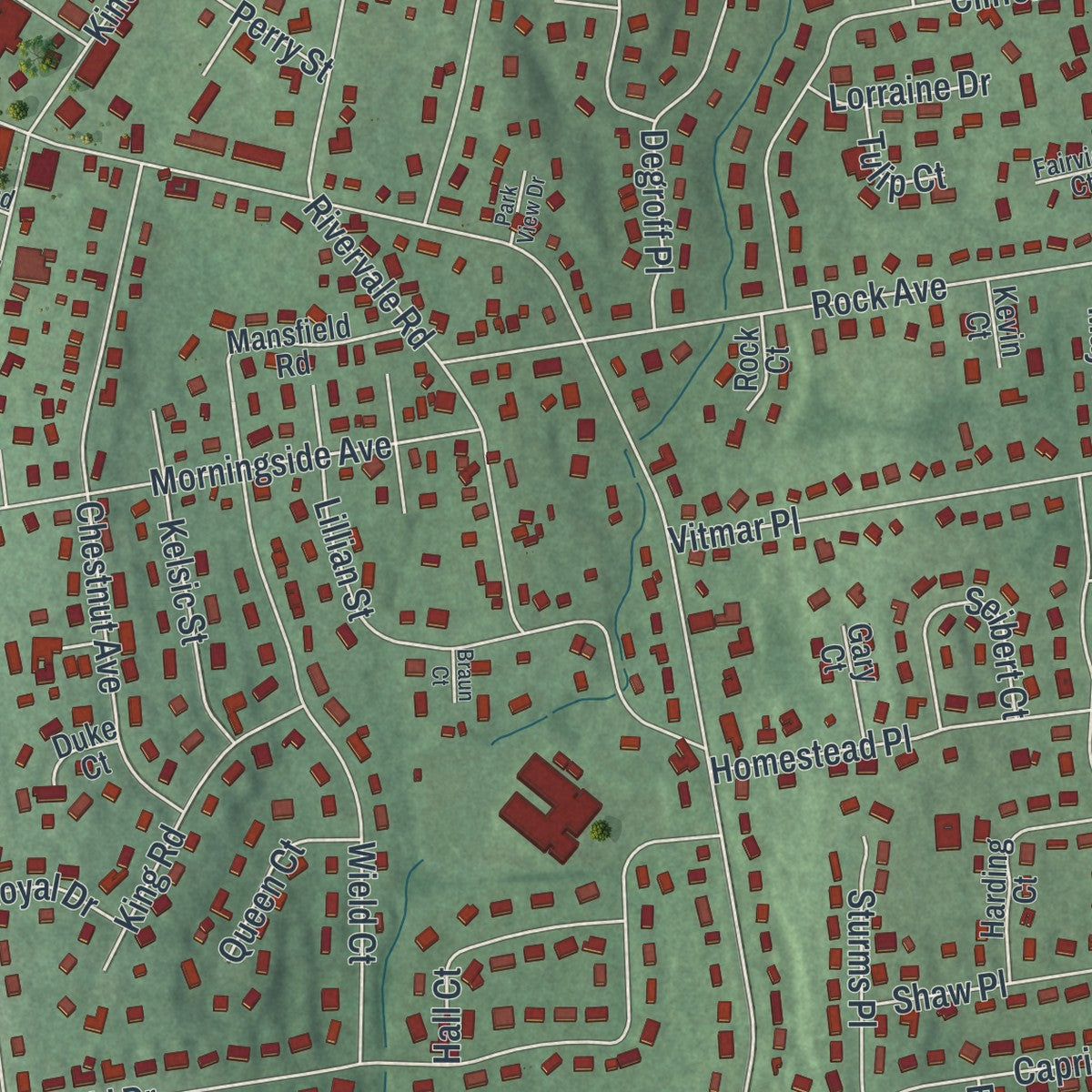 Close-up 2 of the Park Ridge, New Jersey map artwork