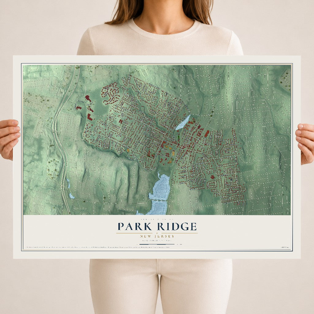 Park Ridge, New Jersey map print, 18" x 24" Archival Matte Print mockup