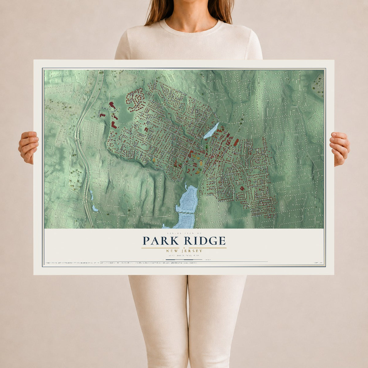 Park Ridge, New Jersey map print, 24" x 36" Archival Matte Print mockup