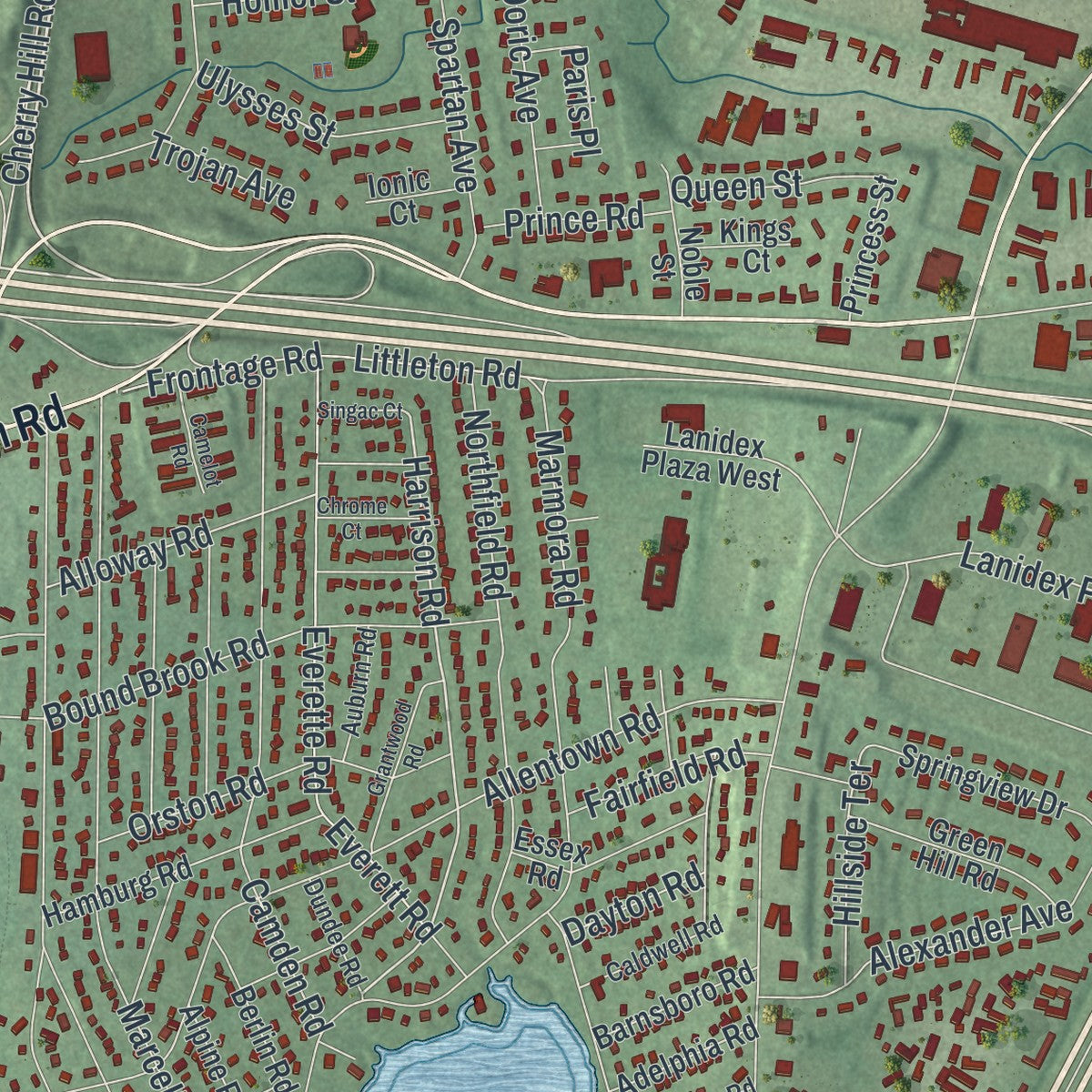 Close-up 1 of the Parsippany, New Jersey map artwork