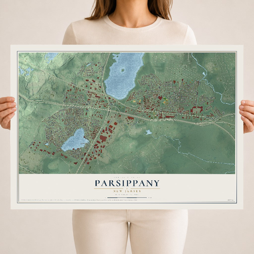 Parsippany, New Jersey map print, 18" x 24" Archival Matte Print mockup