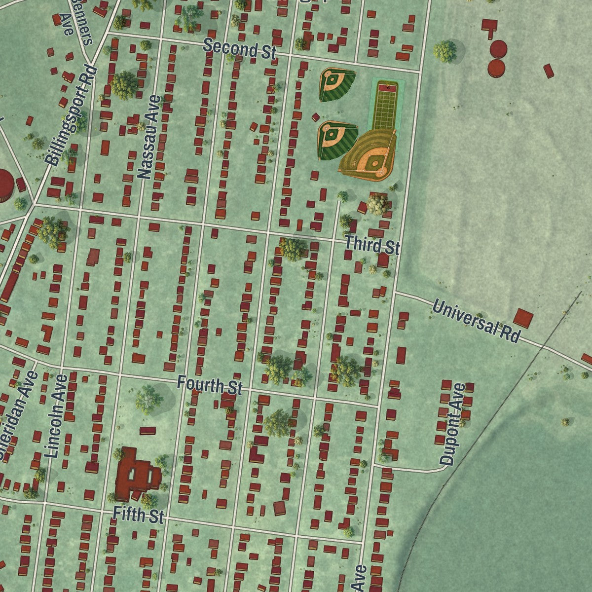Close-up 2 of the Paulsboro, New Jersey map artwork