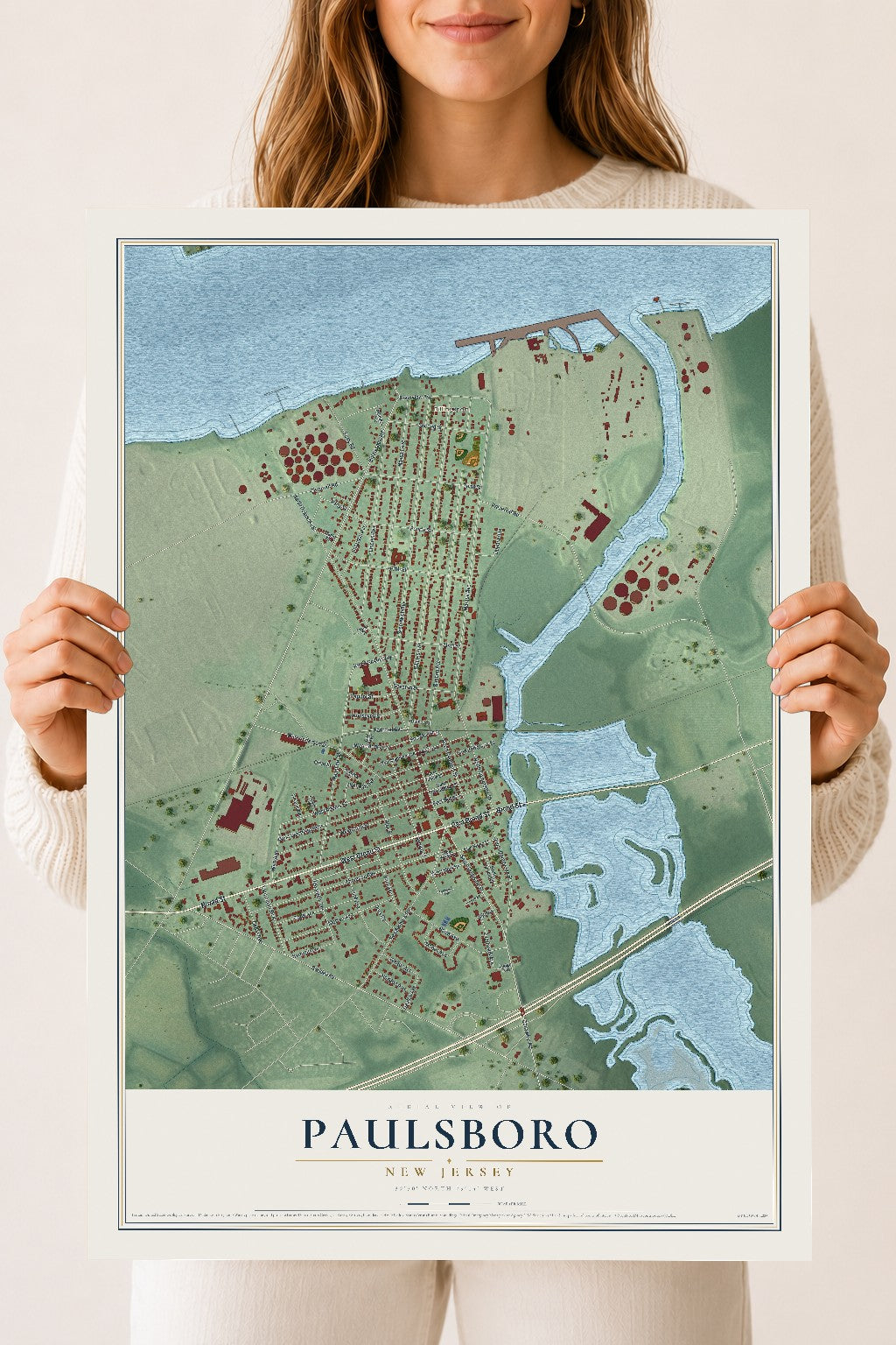 Paulsboro, New Jersey map print, 18" x 24" Archival Matte Print mockup