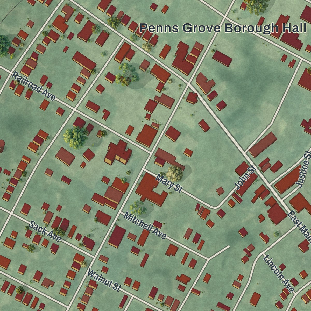 Close-up 1 of the Penns Grove, New Jersey map artwork