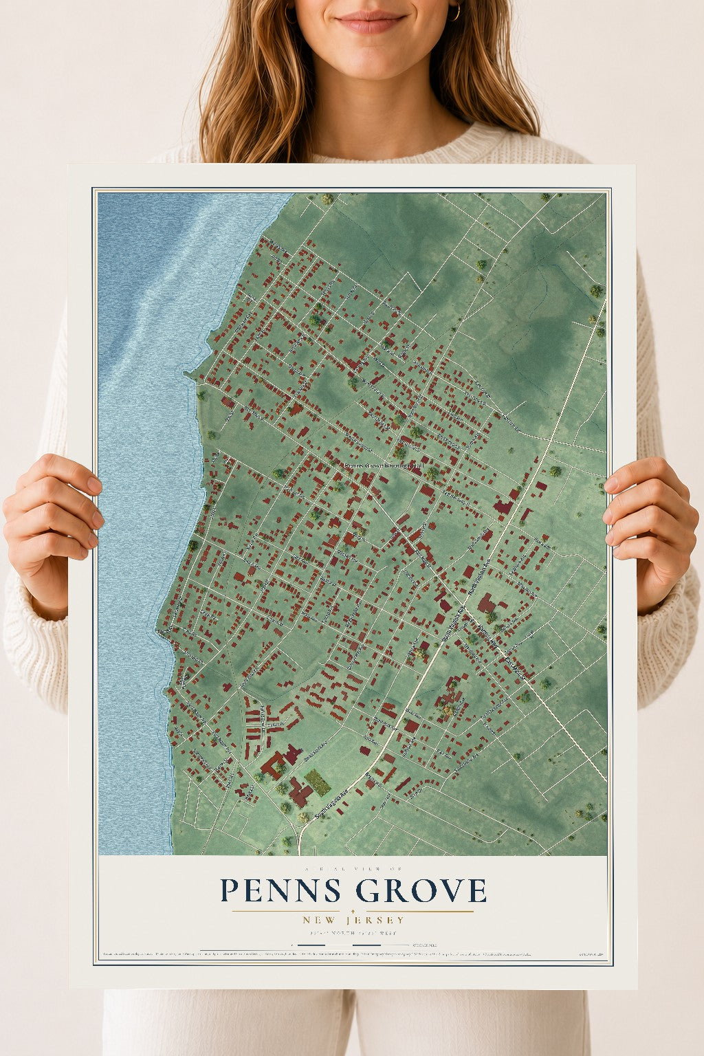 Penns Grove, New Jersey map print, 18" x 24" Archival Matte Print mockup