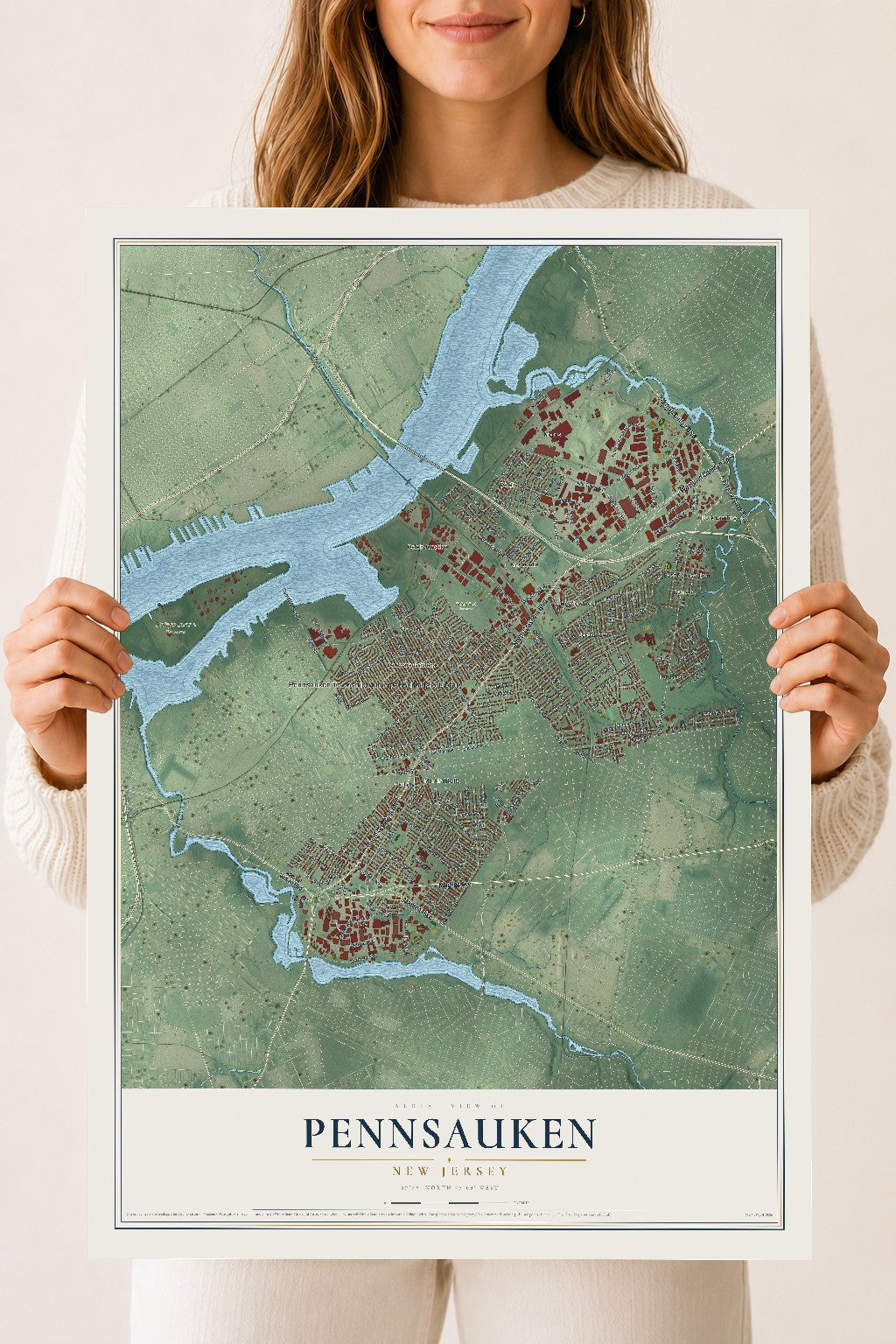 Pennsauken, New Jersey map print, 18" x 24" Archival Matte Print mockup