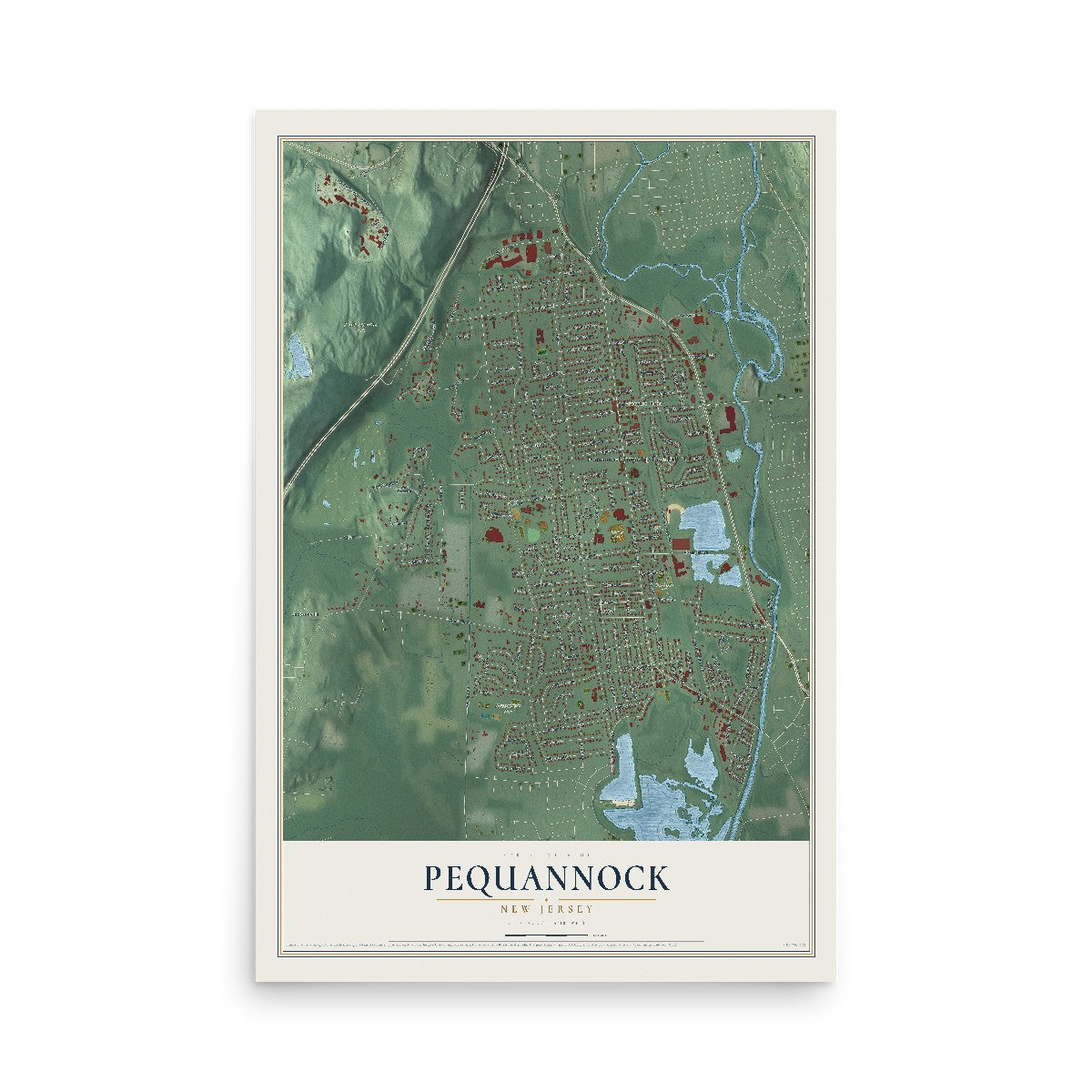 Map of Pequannock, New Jersey, 12 x 18 inch unframed archival matte print