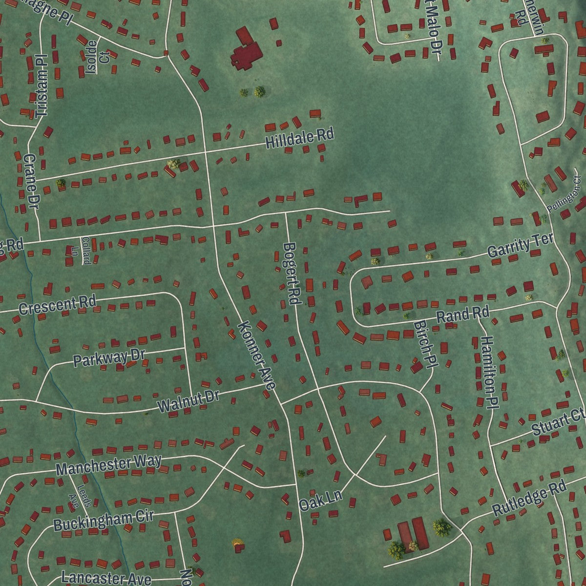 Close-up 2 of the Pine Brook, New Jersey map artwork
