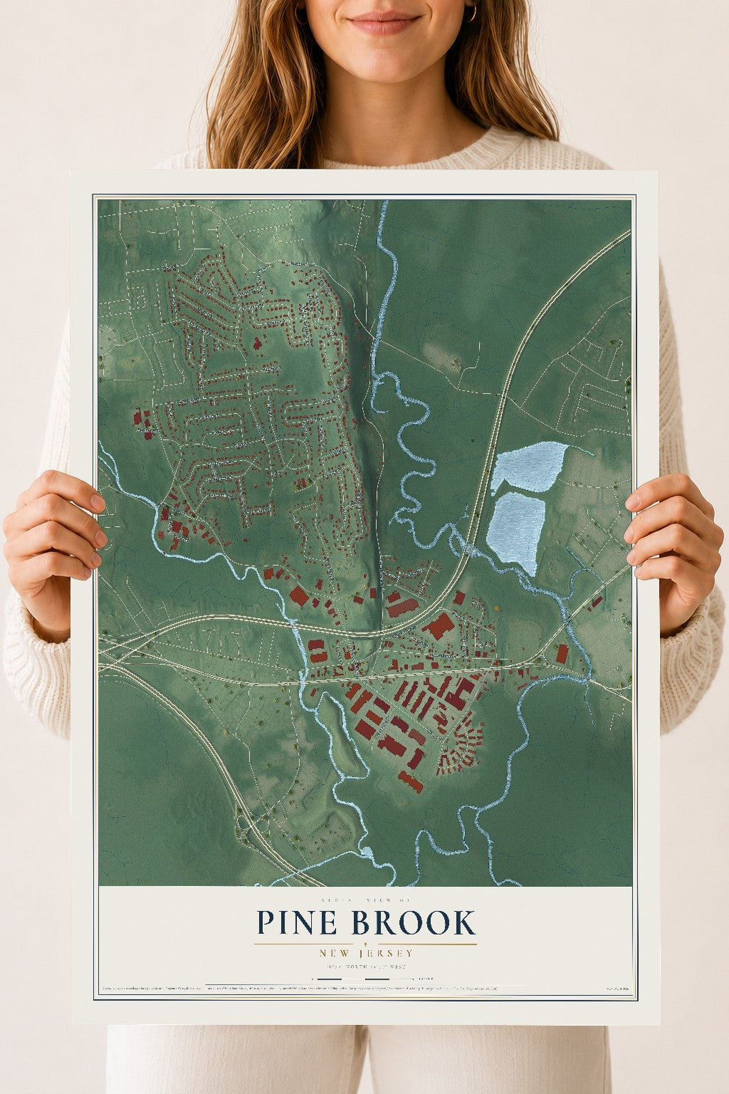 Pine Brook, New Jersey map print, 18" x 24" Archival Matte Print mockup