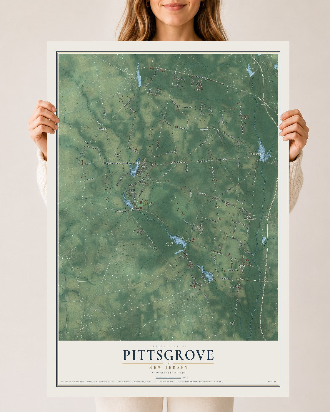 Pittsgrove, New Jersey map print, 24" x 36" Archival Matte Print mockup