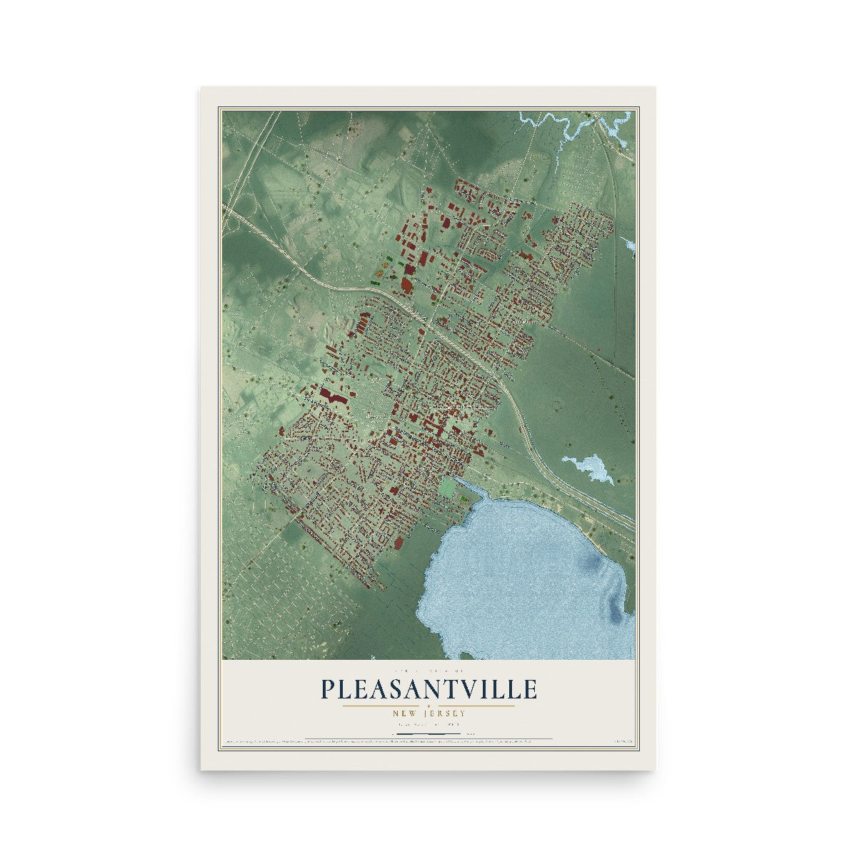 Pleasantville, New Jersey map print, 12" x 18" Archival Matte Print mockup