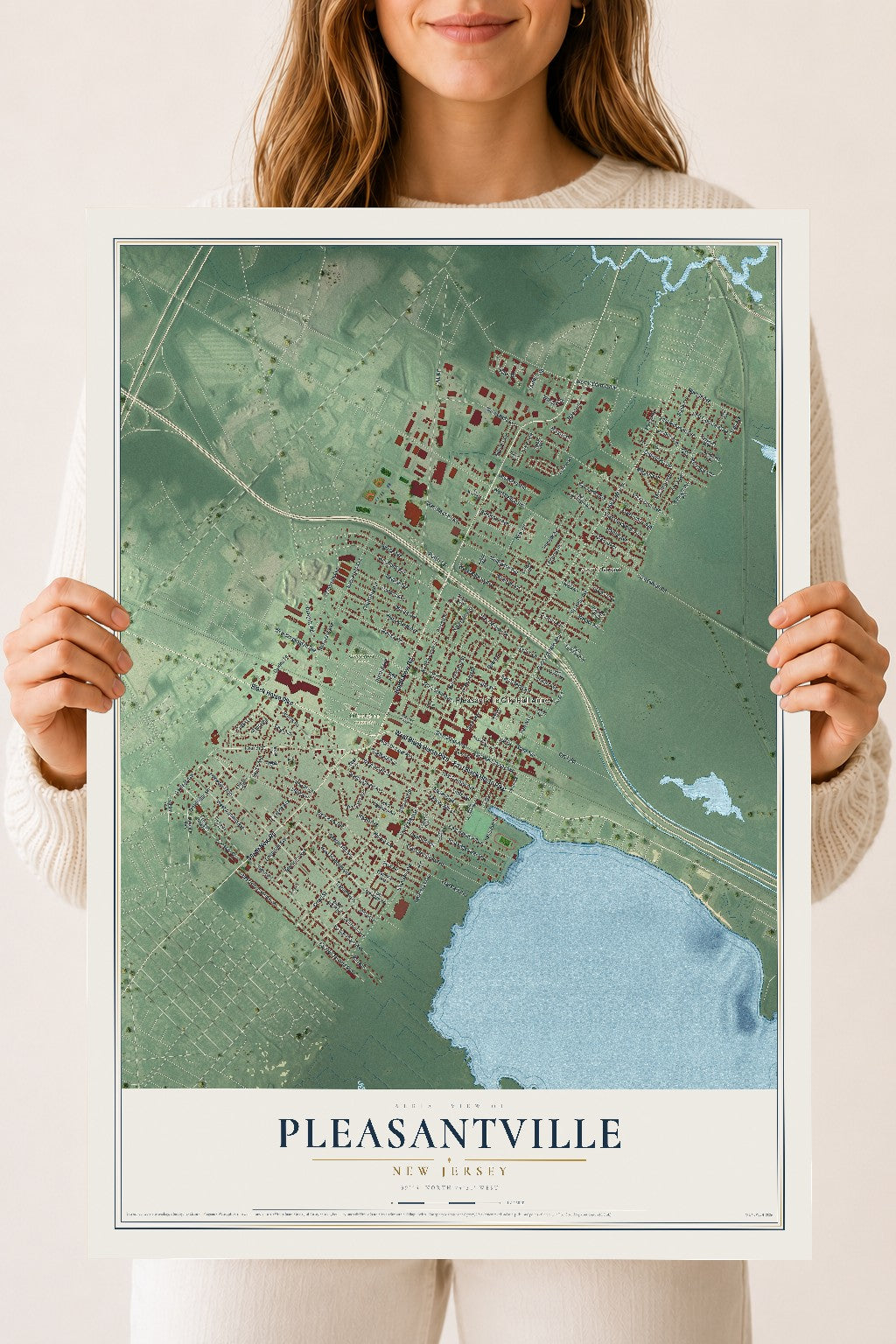 Pleasantville, New Jersey map print, 18" x 24" Archival Matte Print mockup