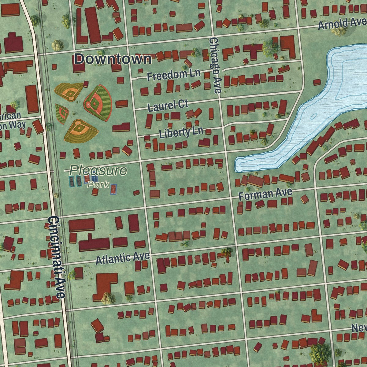 Close-up 1 of the Point Pleasant Beach, New Jersey map artwork