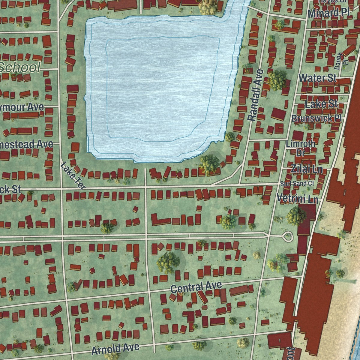 Close-up 2 of the Point Pleasant Beach, New Jersey map artwork