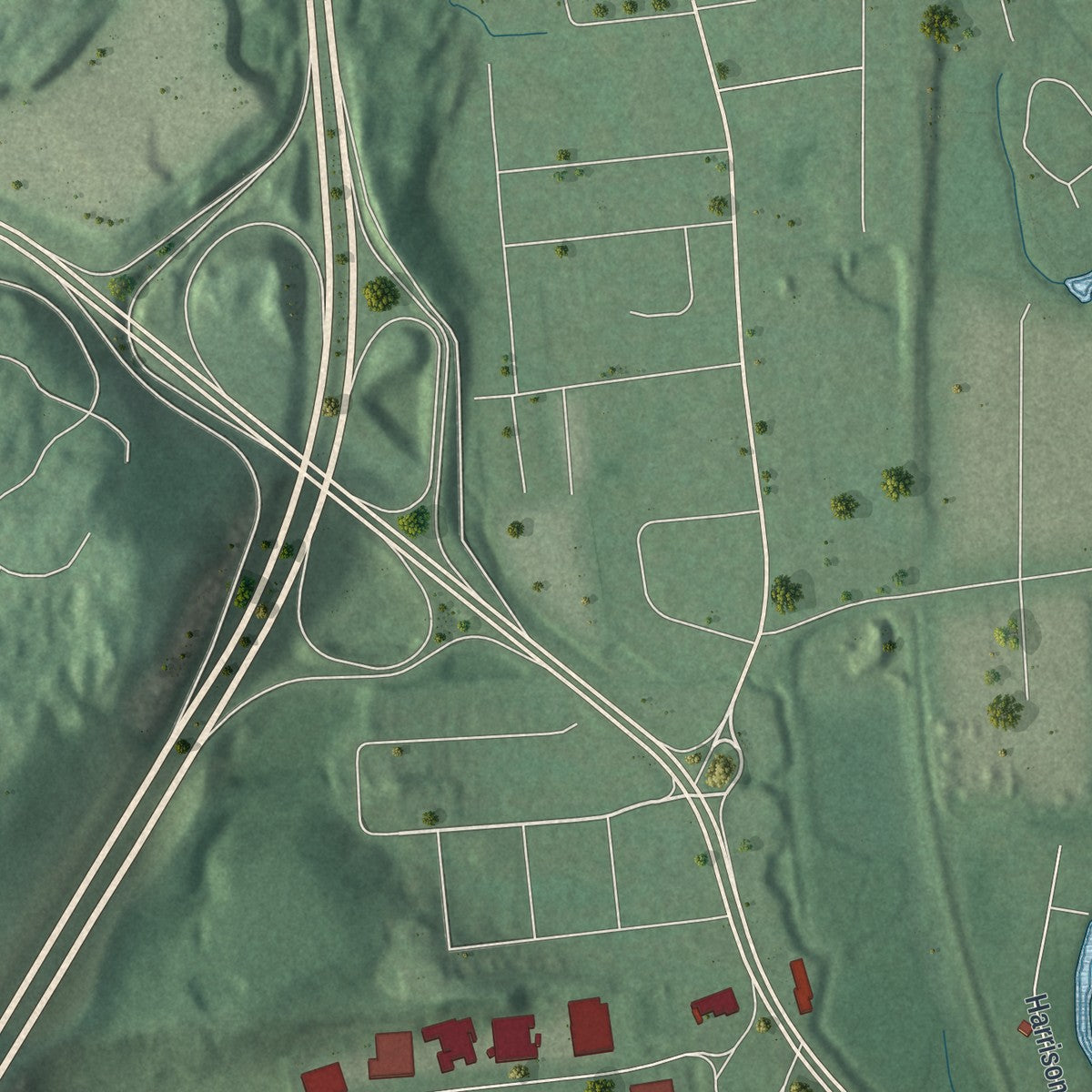 Close-up 2 of the Pompton Plains, New Jersey map artwork