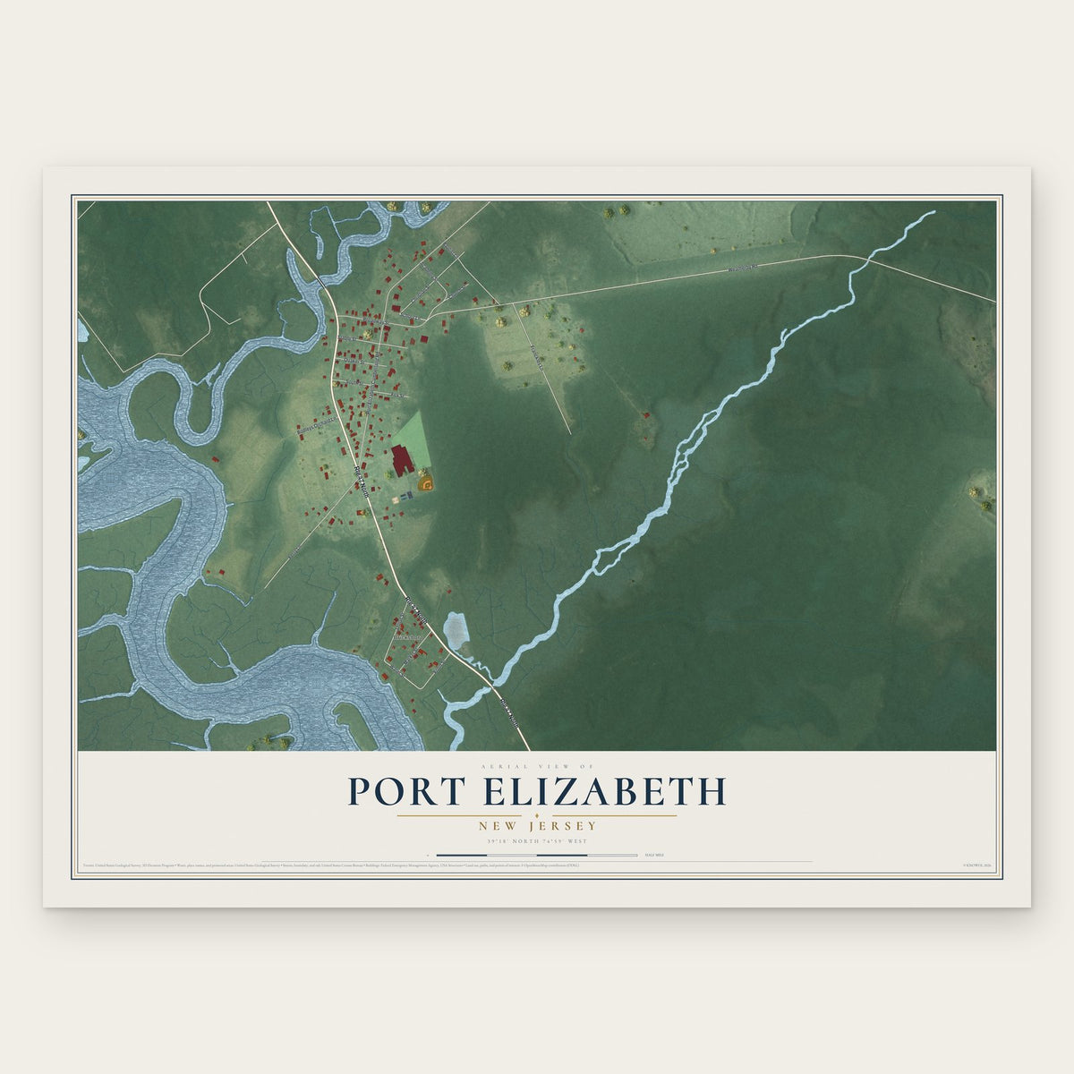 Port Elizabeth, New Jersey map print, the full design