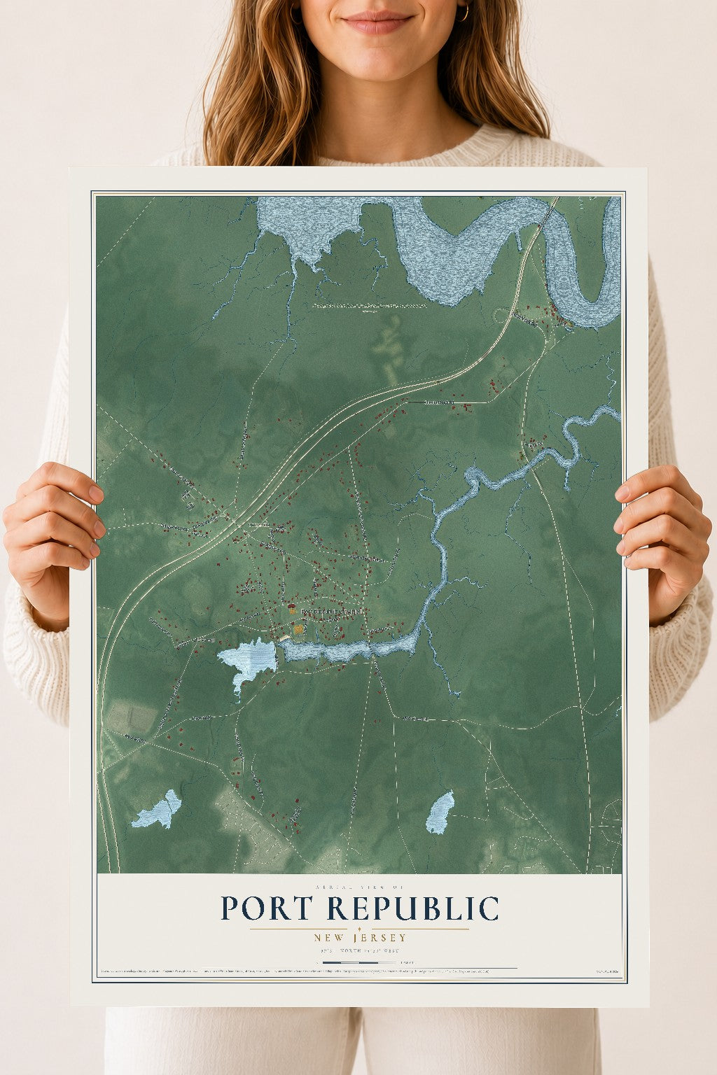 Port Republic, New Jersey map print, 18" x 24" Archival Matte Print mockup