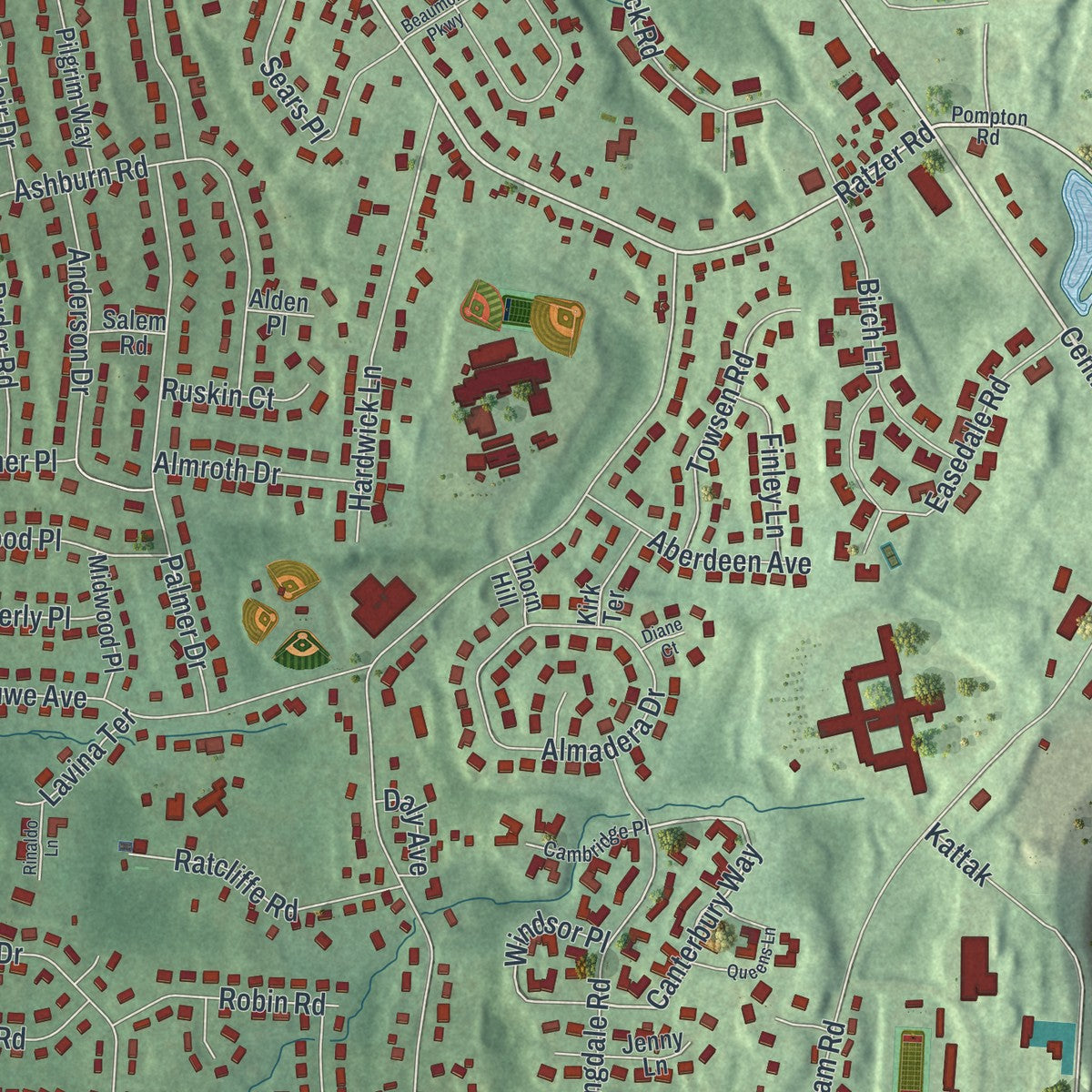 Close-up 1 of the Preakness, New Jersey map artwork