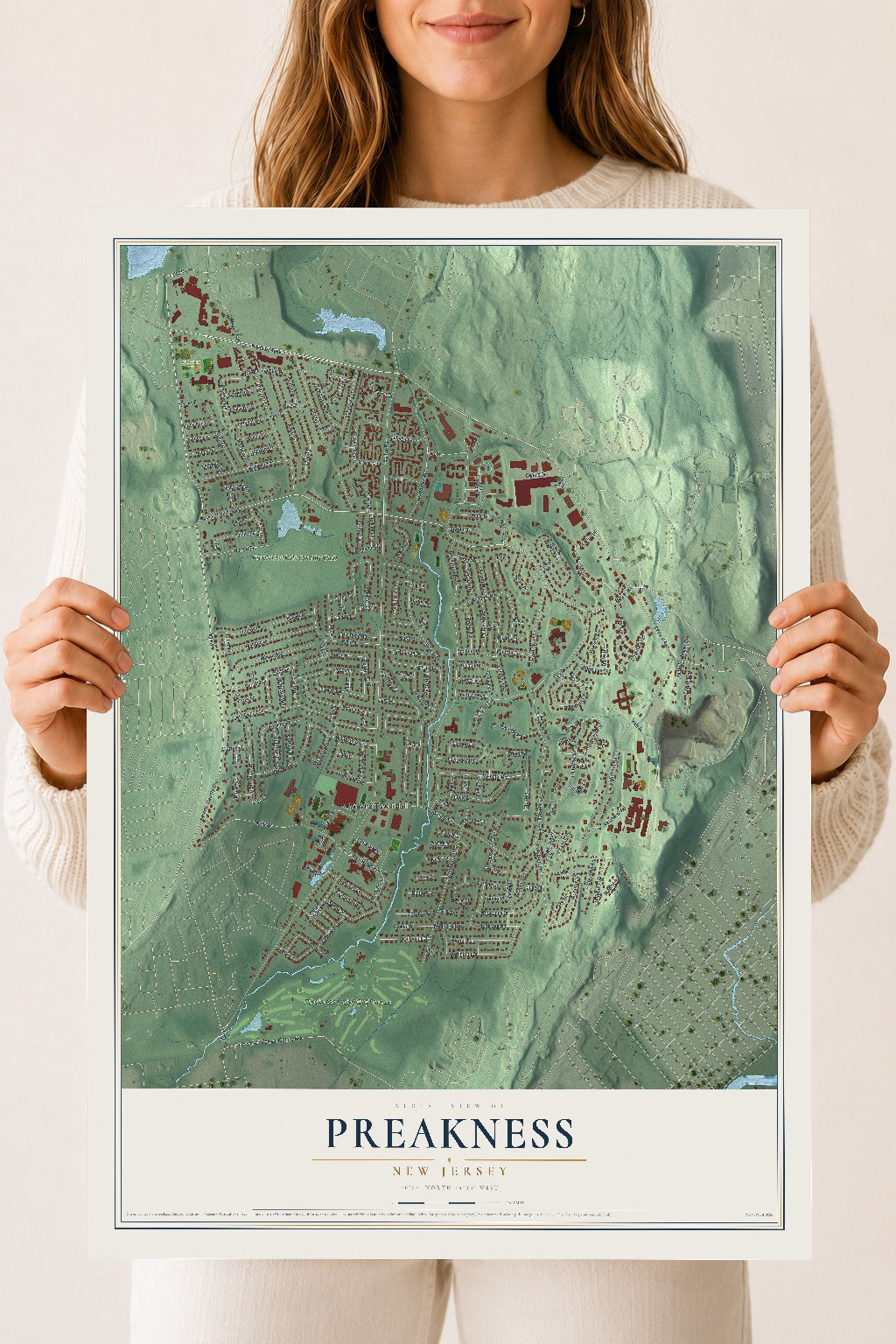 Preakness, New Jersey map print, 18" x 24" Archival Matte Print mockup