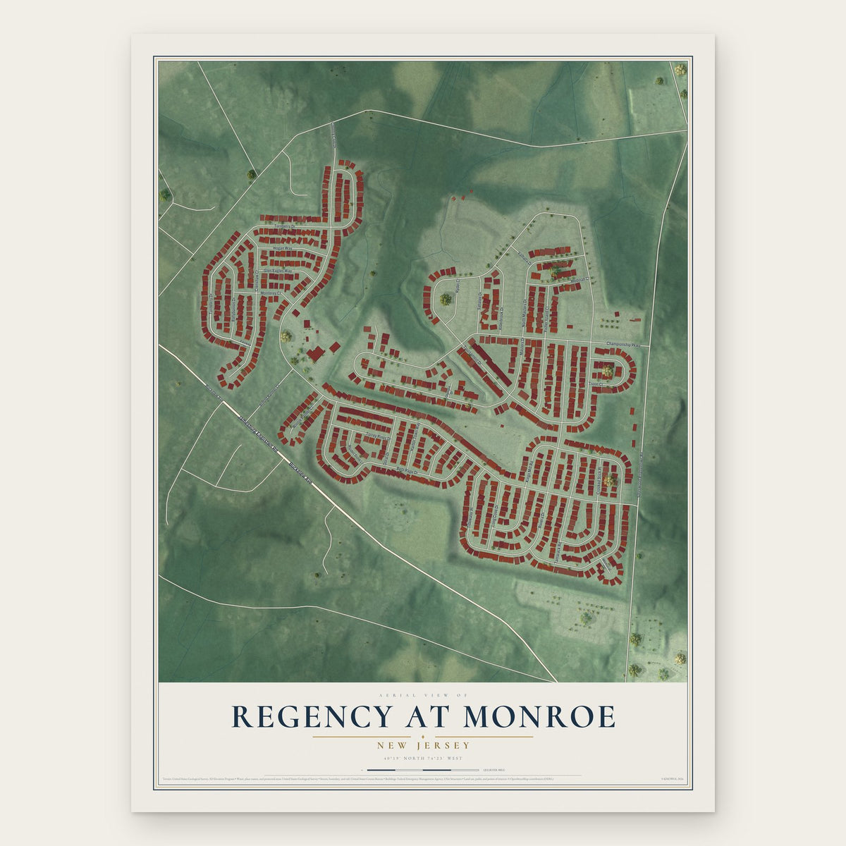 Regency at Monroe, New Jersey map print, the full design