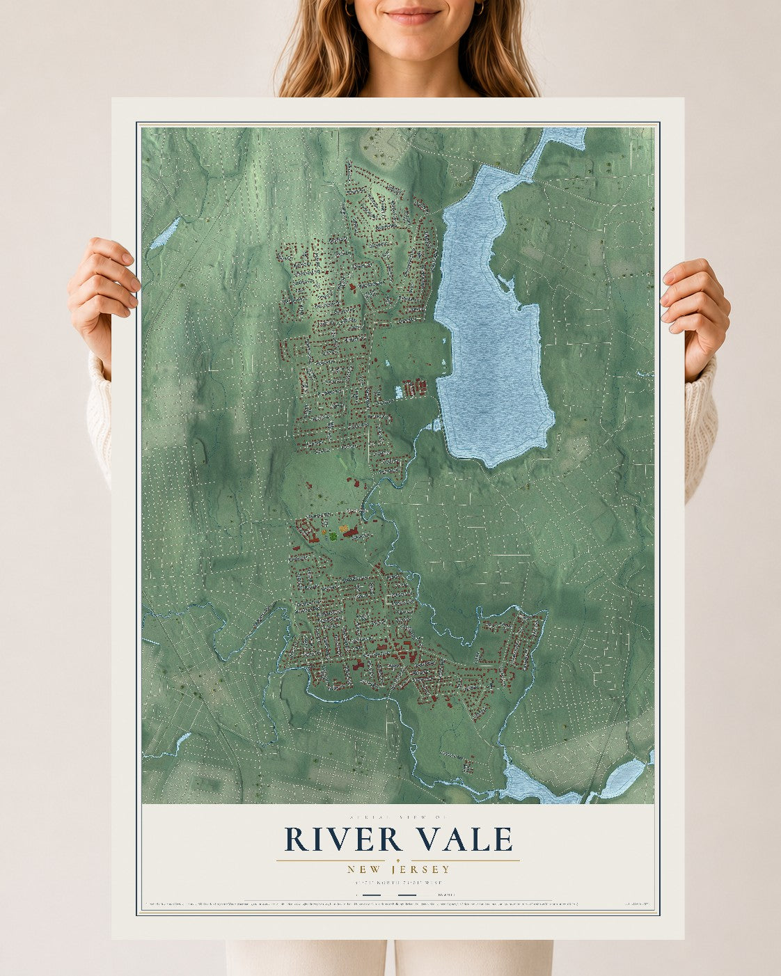 Map of River Vale, New Jersey, 24 x 36 inch unframed archival matte print