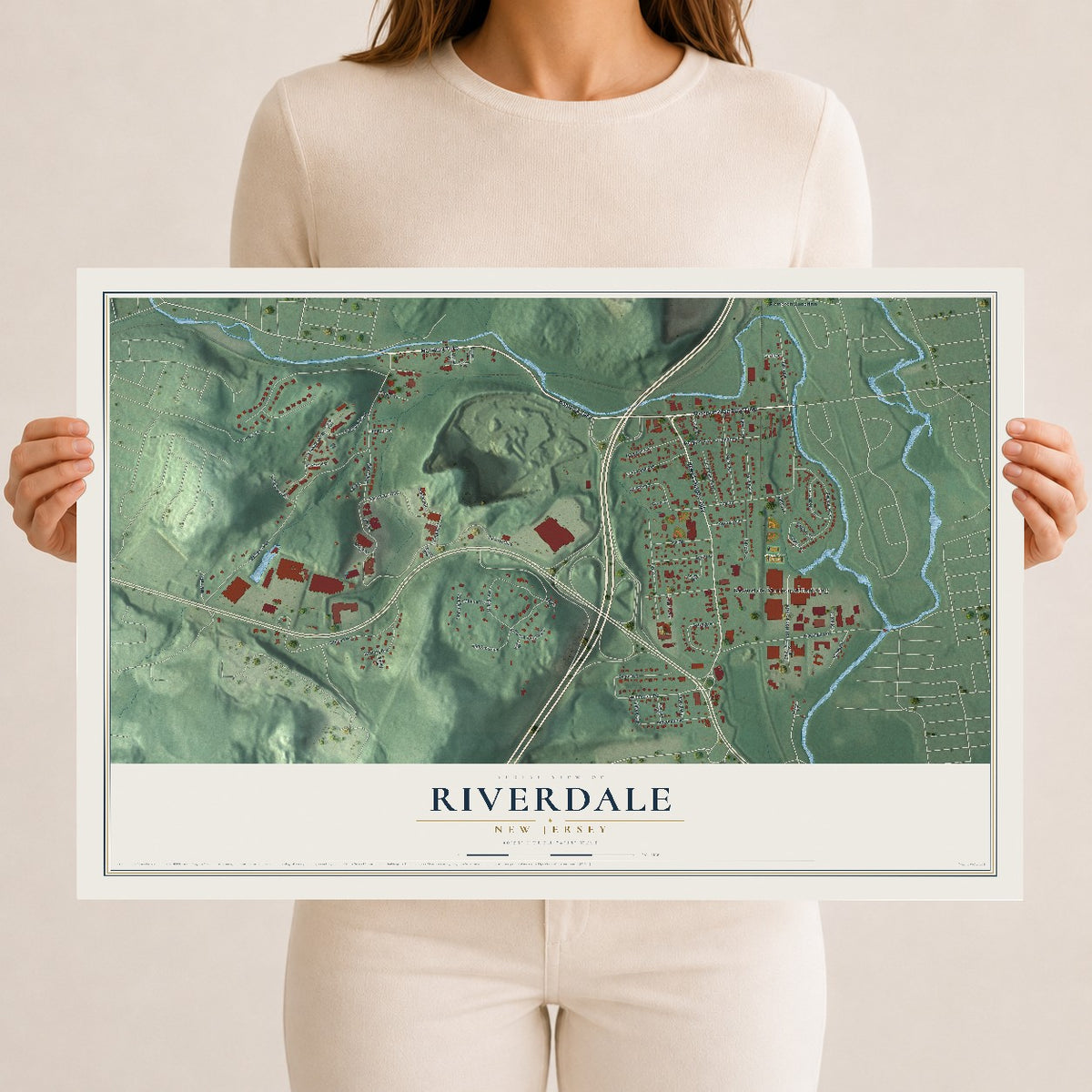 Riverdale, New Jersey map print, 12" x 18" Archival Matte Print mockup